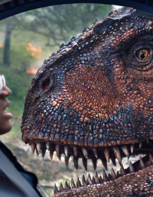 Jurassic World: Fallen Kingdom
Left to right: Bryce Dallas Howard (as Claire), Justice Smith (as Franklin) and the Carnotaurus